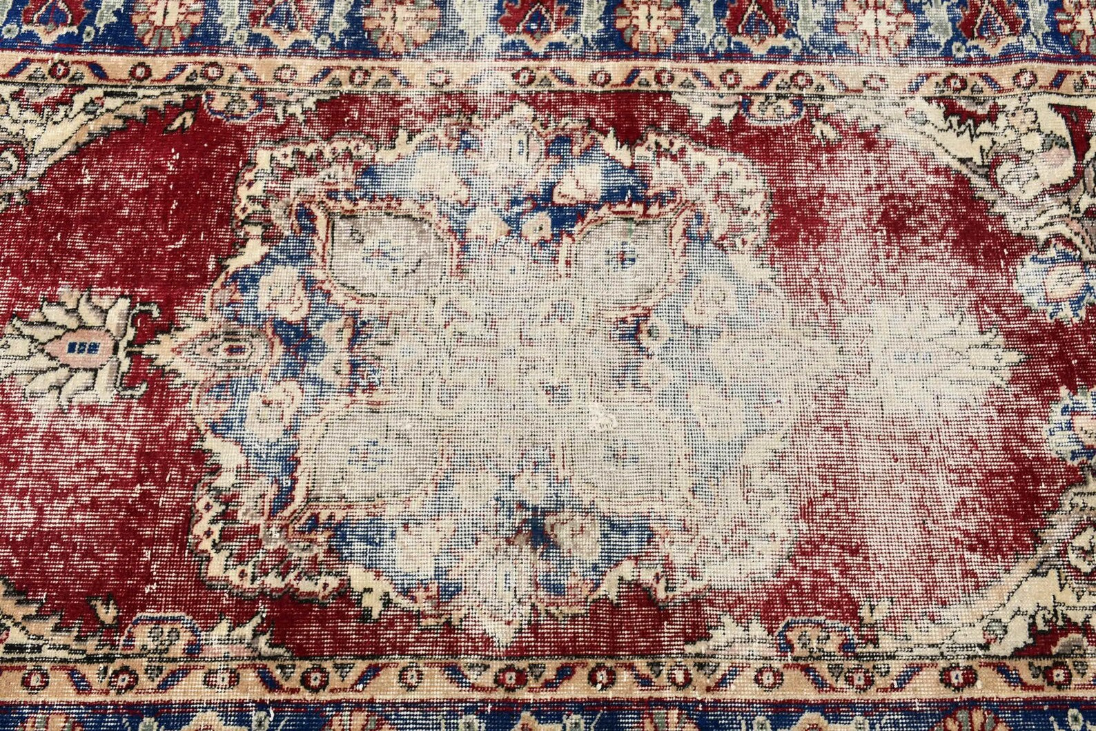Vintage Turkish Accent Area rug 3.6 x 7.2 ft