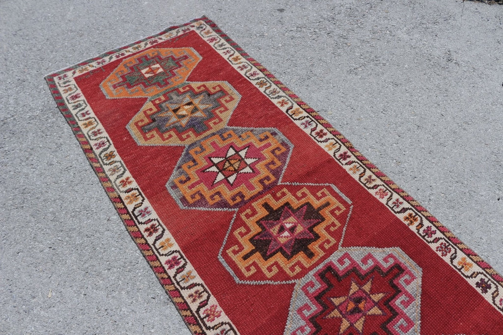 Vintage Turkish Runner Rug 3 x 11.2 ft