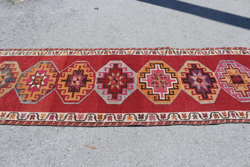 Vintage Turkish Runner Rug 3 x 11.2 ft