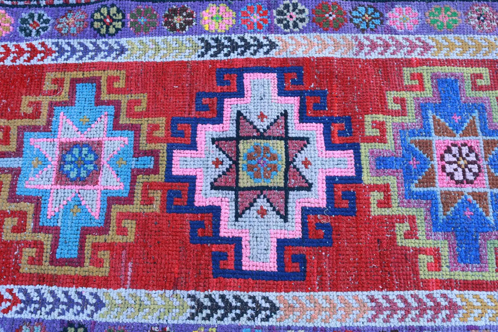 Vintage Turkish Runner Rug 2.8 x 11.9 ft