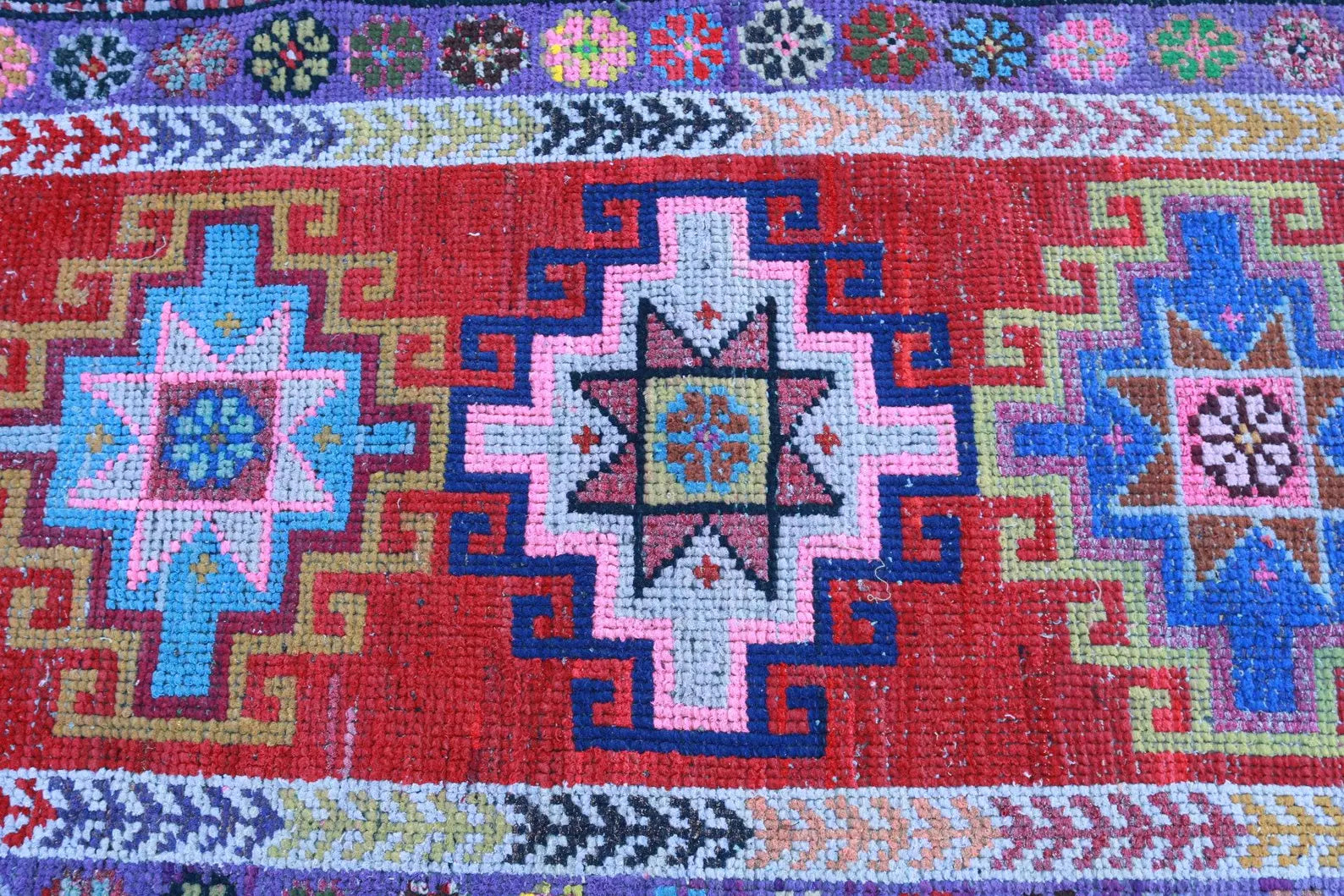 Vintage Turkish Runner Rug 2.8 x 11.9 ft