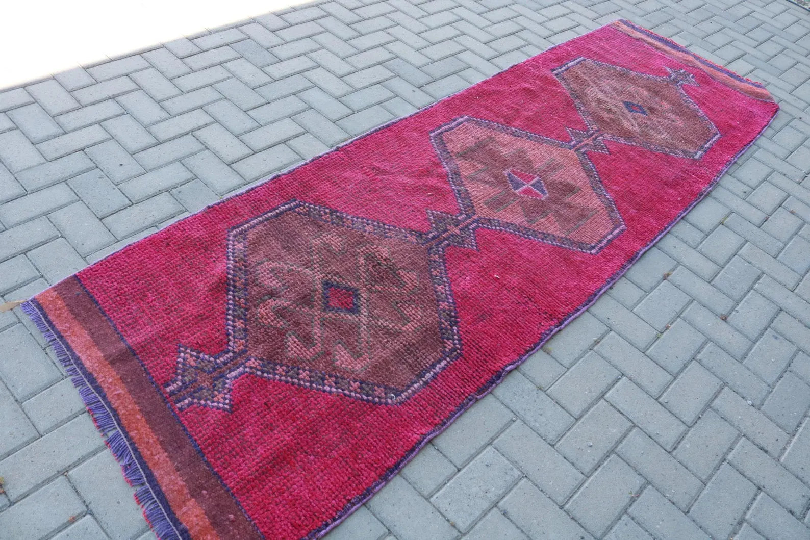 Vintage Turkish Runner Rug 3 x 9.4 ft