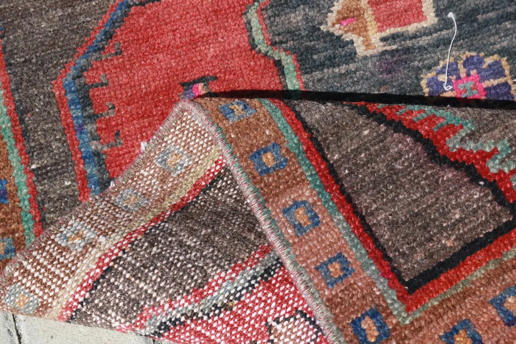 Vintage Turkish Runner Rug 3.8 x 13.6 ft