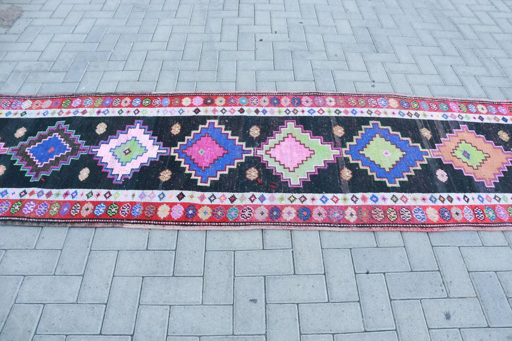 Vintage Turkish Runner Rug 2.7 x 11.4 ft