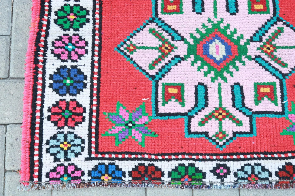 Vintage Turkish Runner Rug 2.7 x 13.4 ft