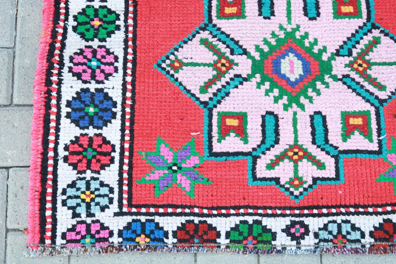Vintage Turkish Runner Rug 2.7 x 13.4 ft