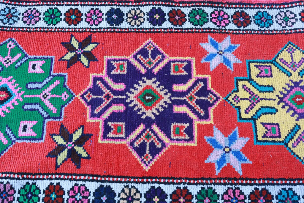 Vintage Turkish Runner Rug 2.7 x 13.4 ft