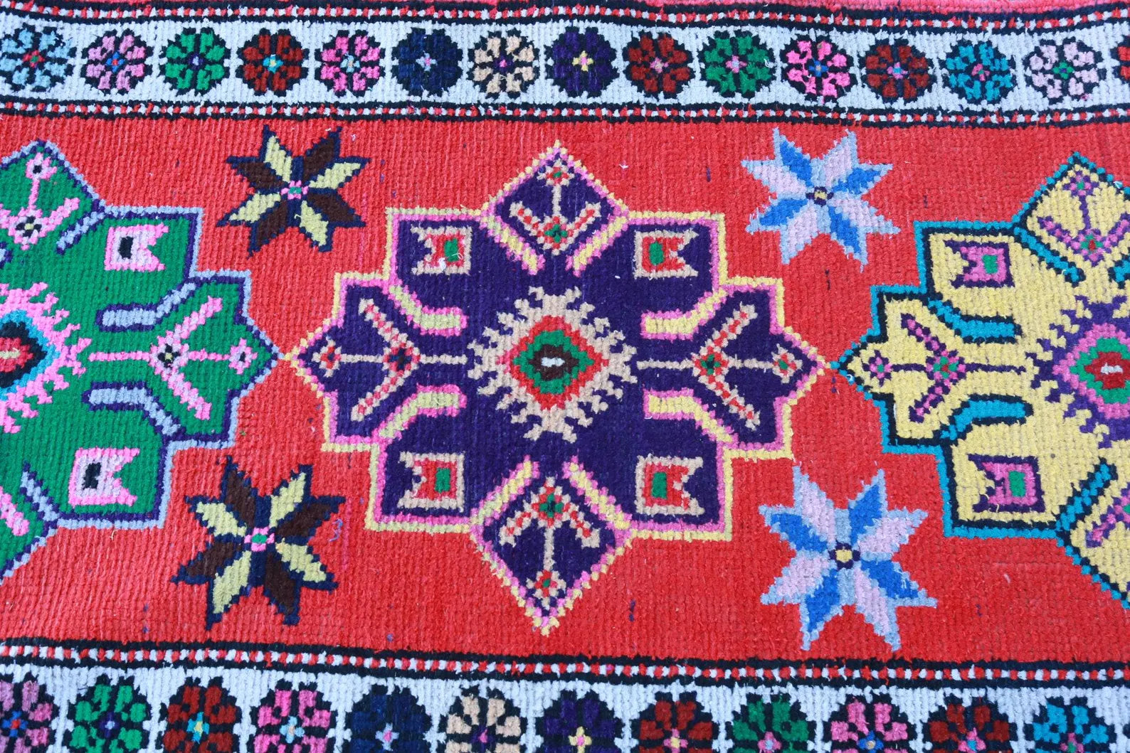 Vintage Turkish Runner Rug 2.7 x 13.4 ft