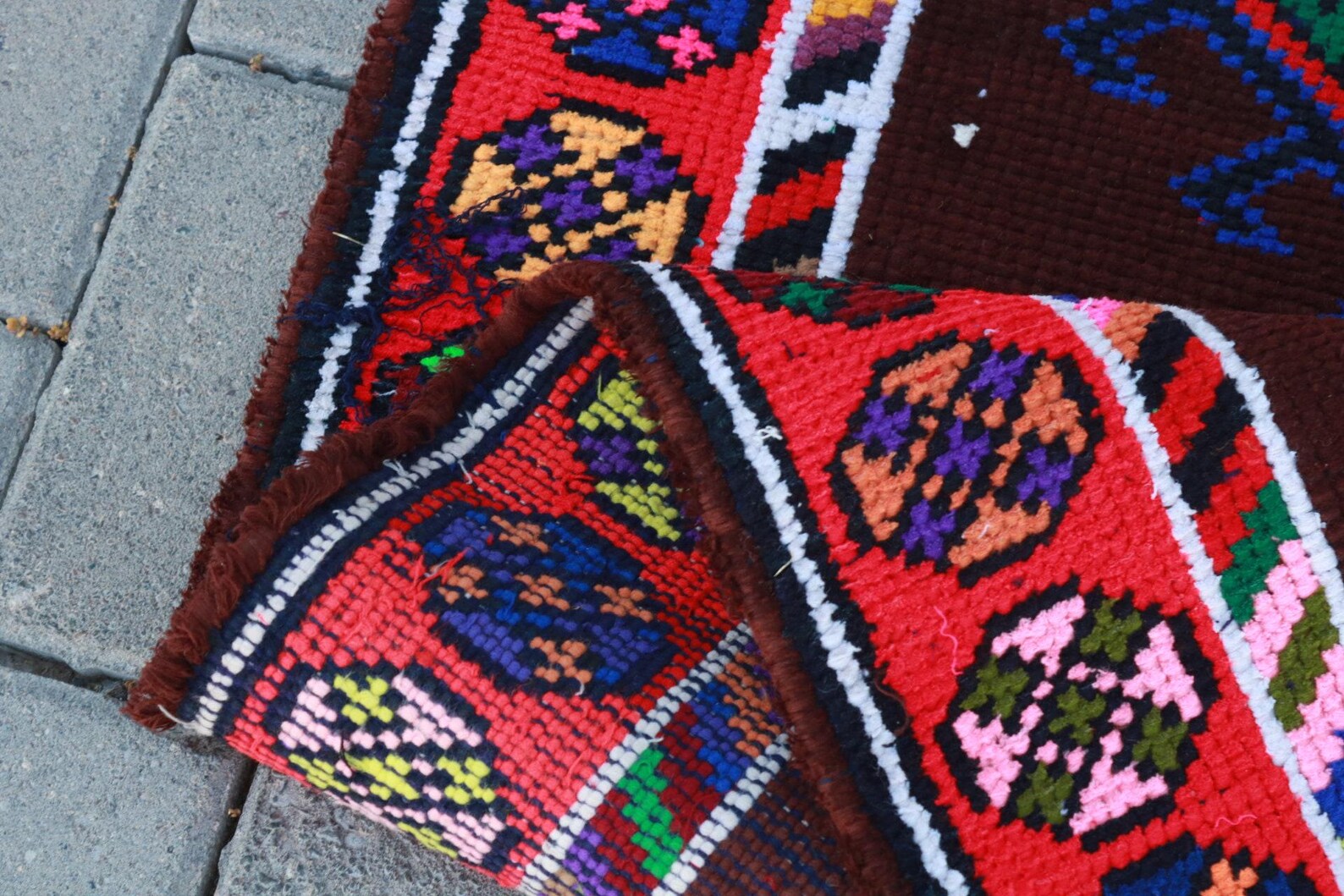 Vintage Turkish Runner Rug 2.6 x 13.5 ft