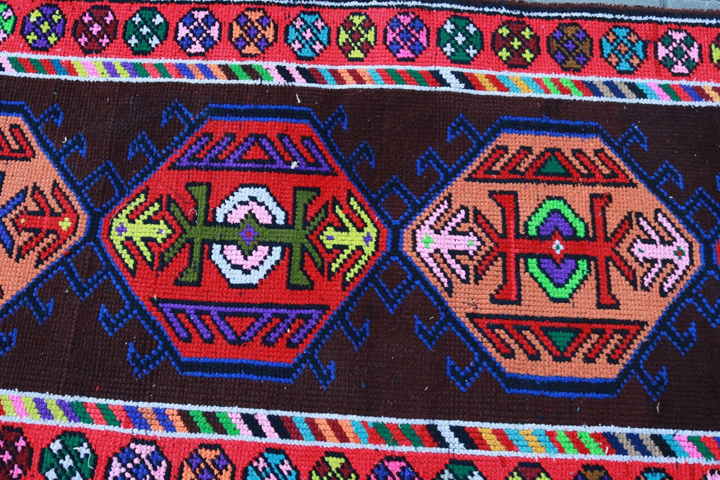 Vintage Turkish Runner Rug 2.6 x 13.5 ft