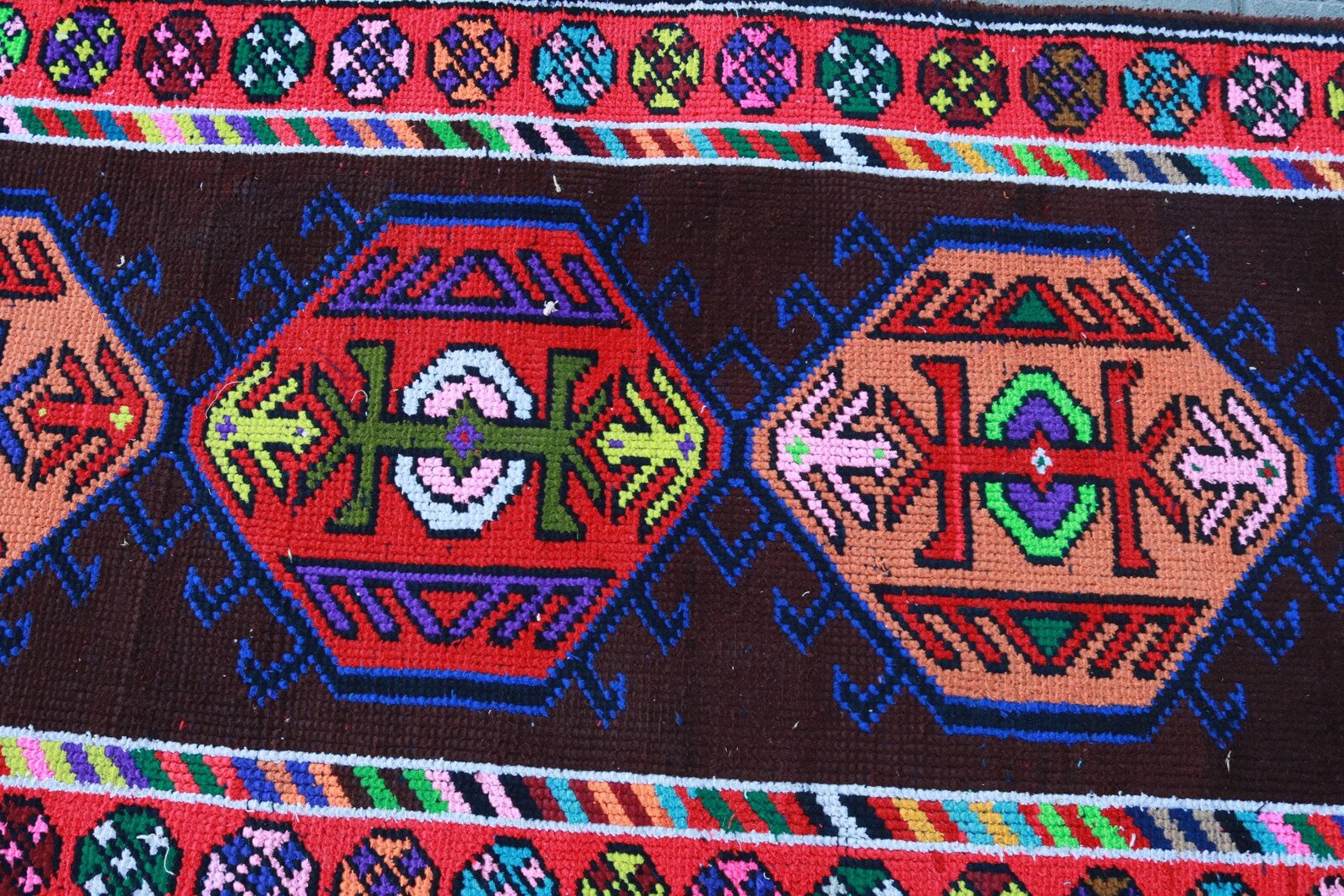 Vintage Turkish Runner Rug 2.6 x 13.5 ft