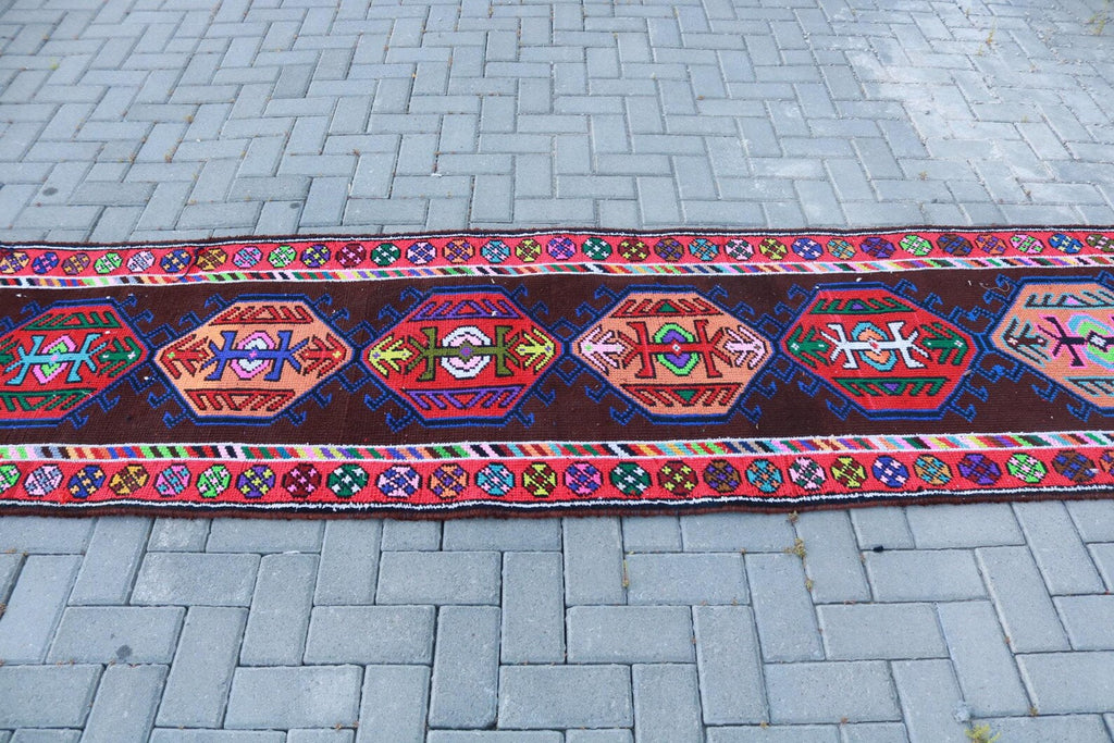 Vintage Turkish Runner Rug 2.6 x 13.5 ft