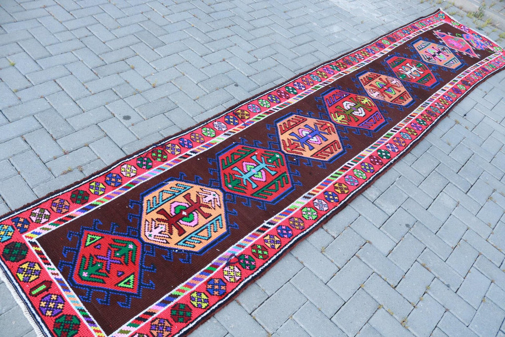 Vintage Turkish Runner Rug 2.6 x 13.5 ft