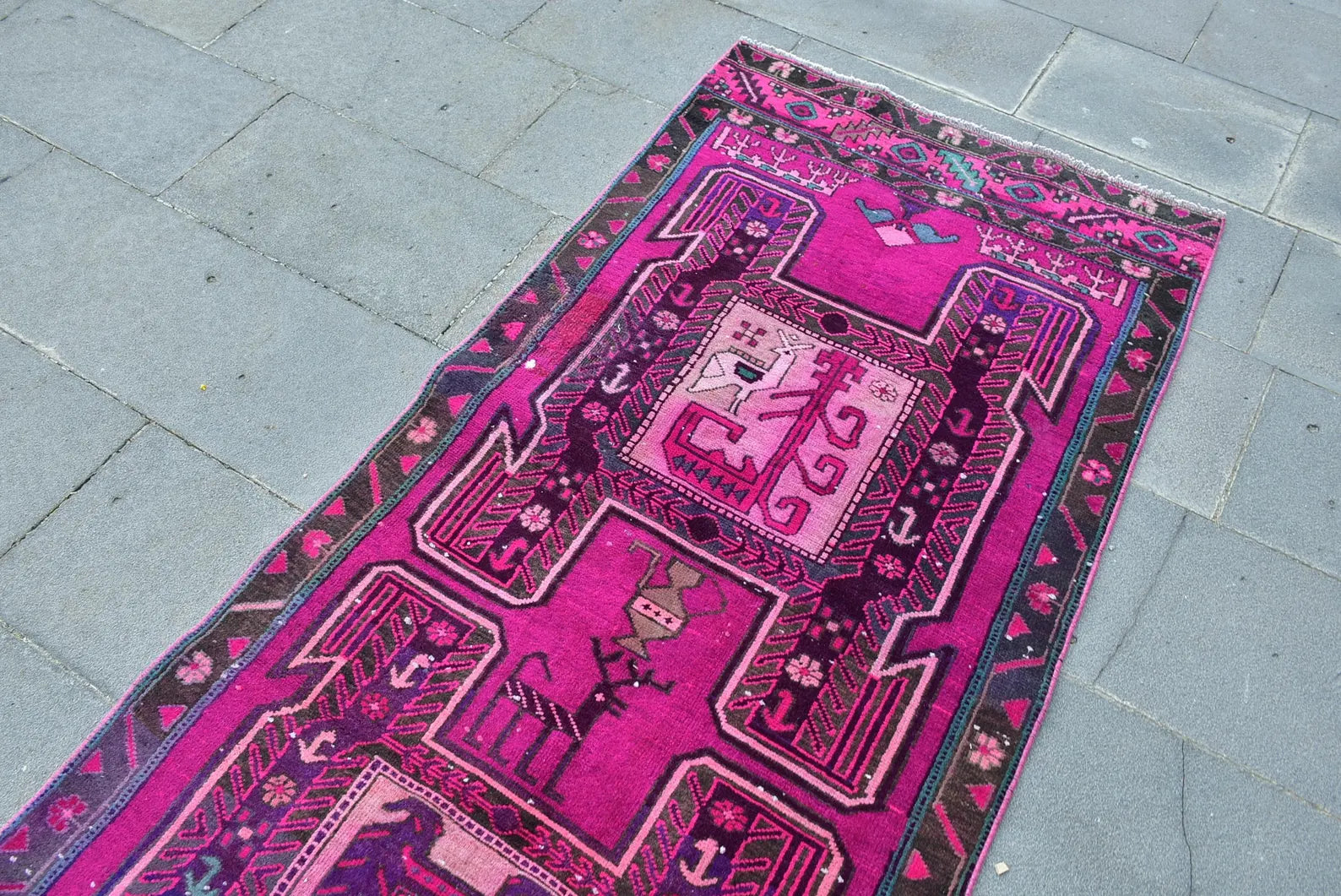 Vintage Persian Runner Rug 2.9 x 9.9 ft
