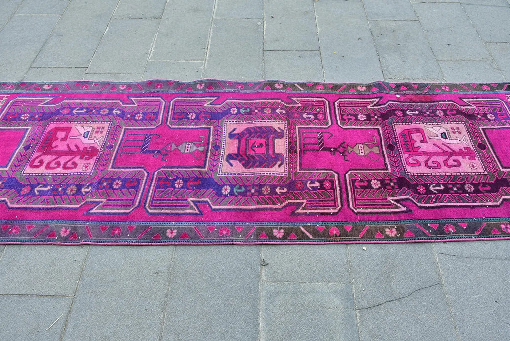 Vintage Persian Runner Rug 2.9 x 9.9 ft