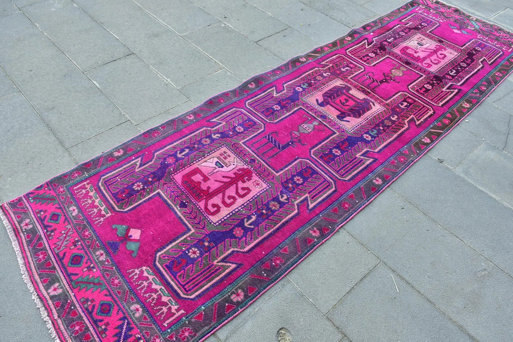 Vintage Persian Runner Rug 2.9 x 9.9 ft