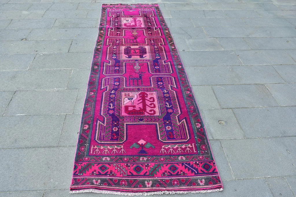 Vintage Persian Runner Rug 2.9 x 9.9 ft