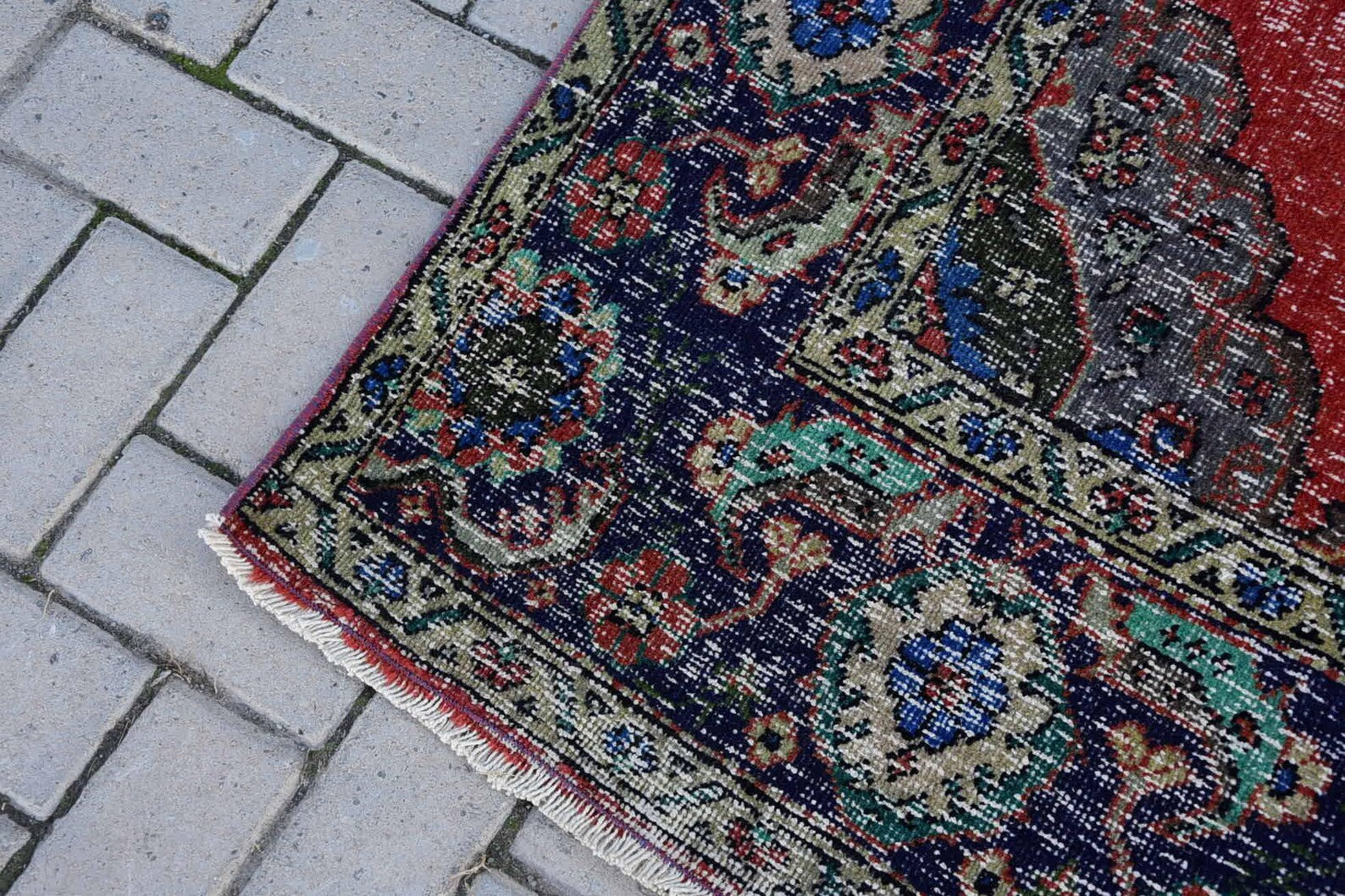 XL Vintage Turkish Accent Area rug 4.8 x 13.7 ft