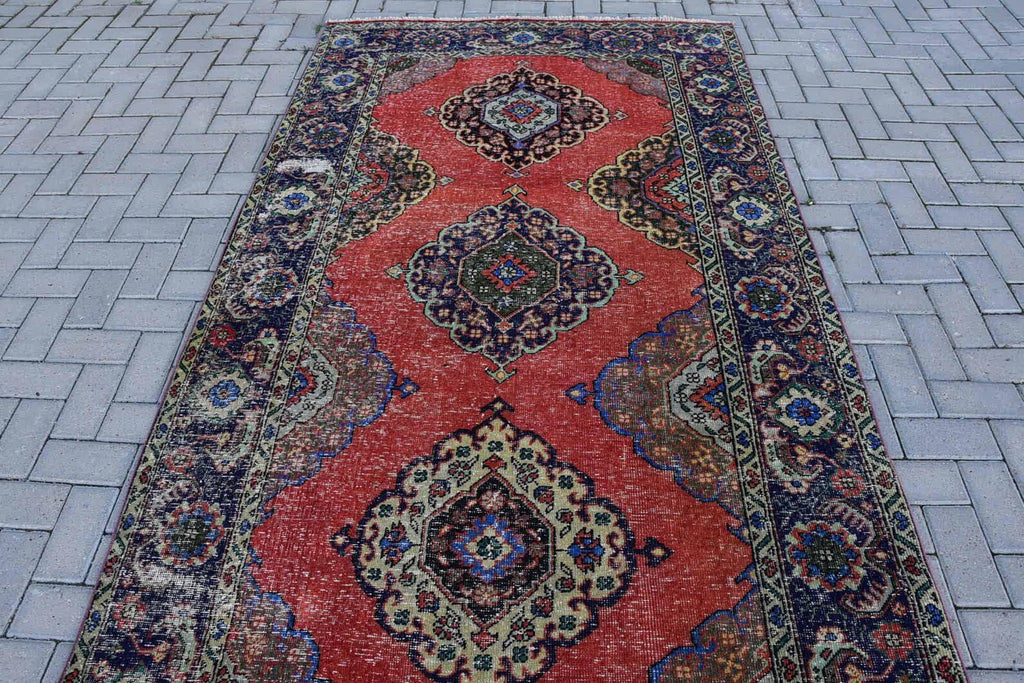 XL Vintage Turkish Accent Area rug 4.8 x 13.7 ft