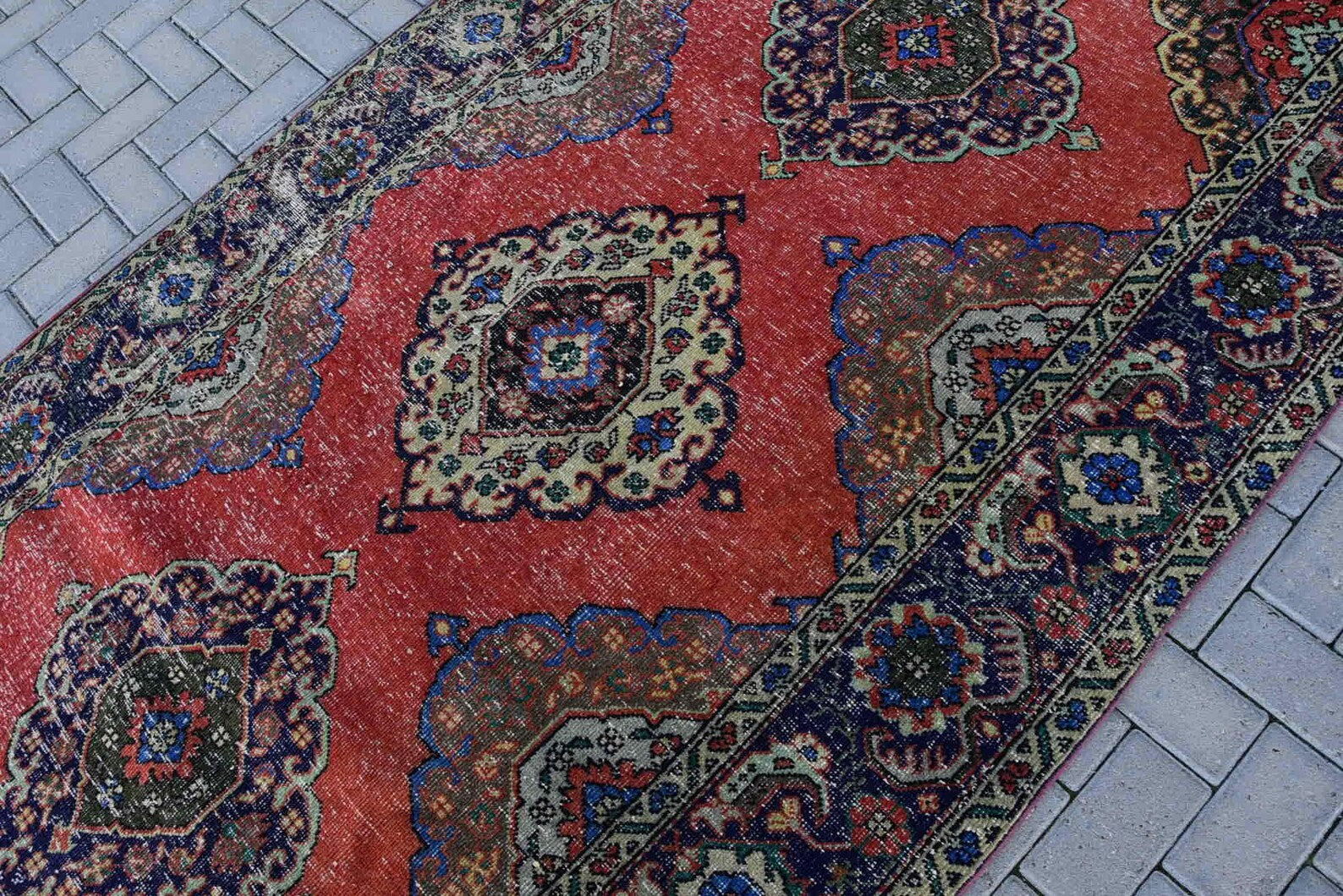XL Vintage Turkish Accent Area rug 4.8 x 13.7 ft