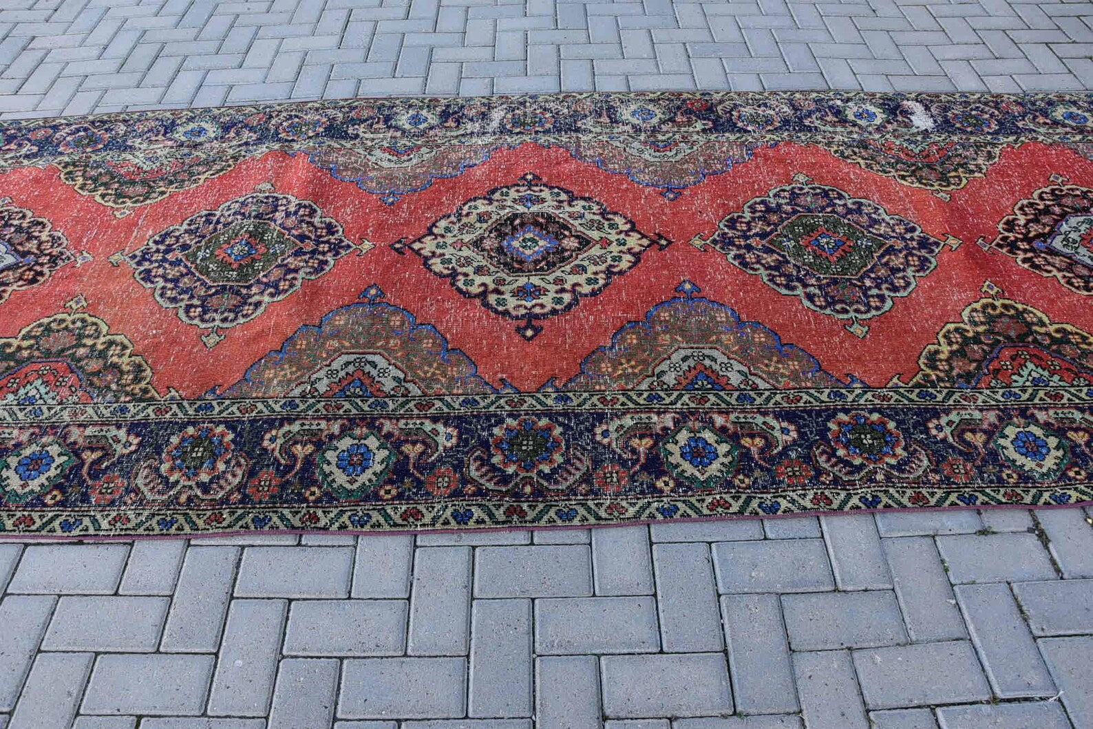 XL Vintage Turkish Accent Area rug 4.8 x 13.7 ft