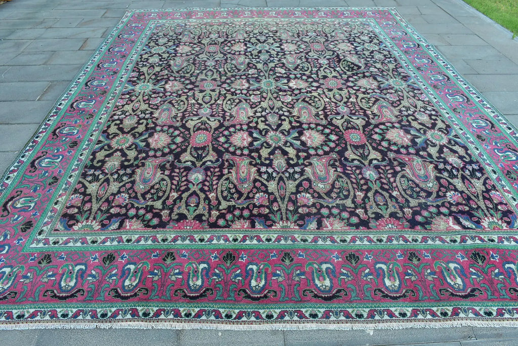 XL Vintage Turkish Accent Area Rug 9.5 x 12.3 ft