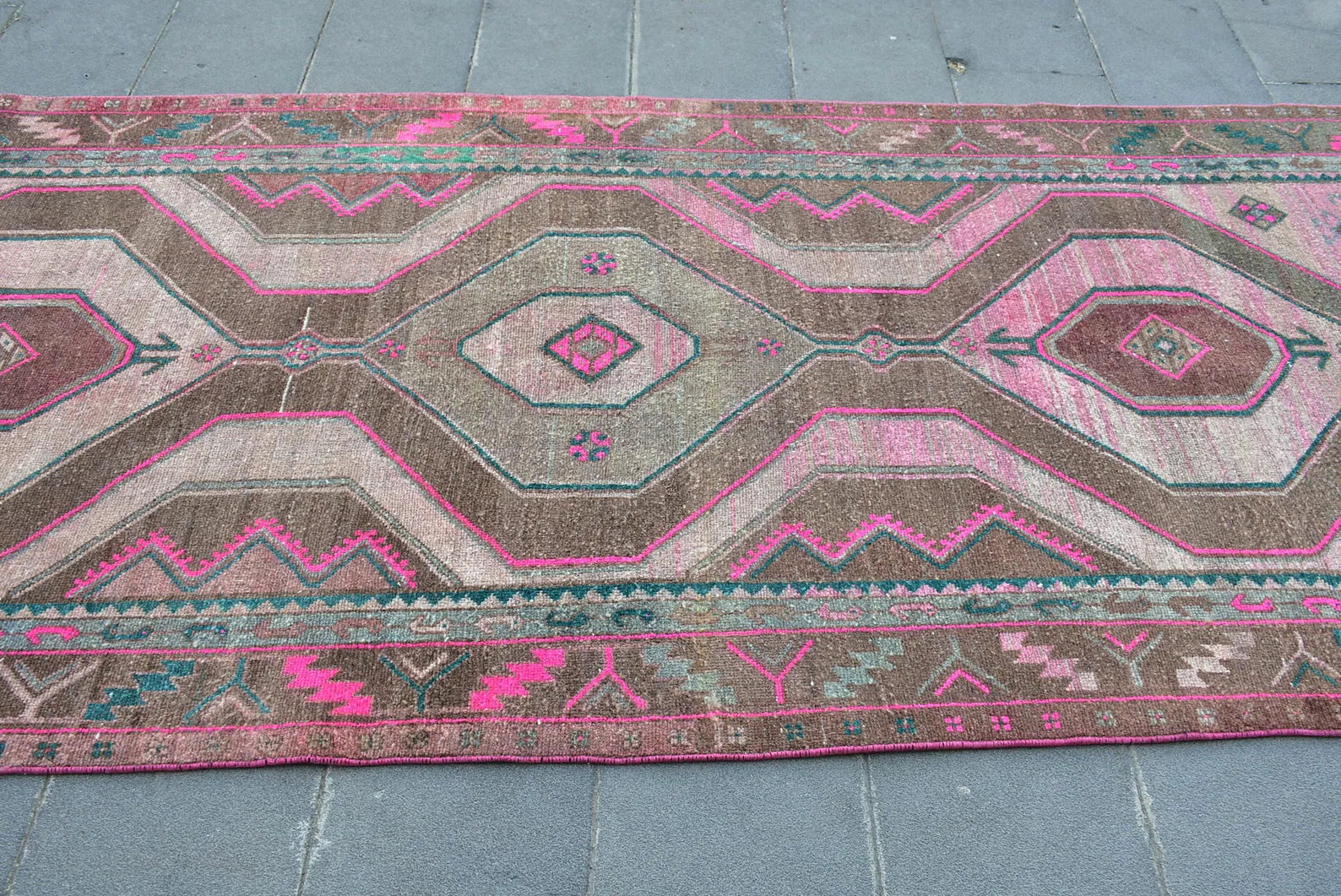 Vintage Persian Accent Area Rug 4.2 x 10.1 ft
