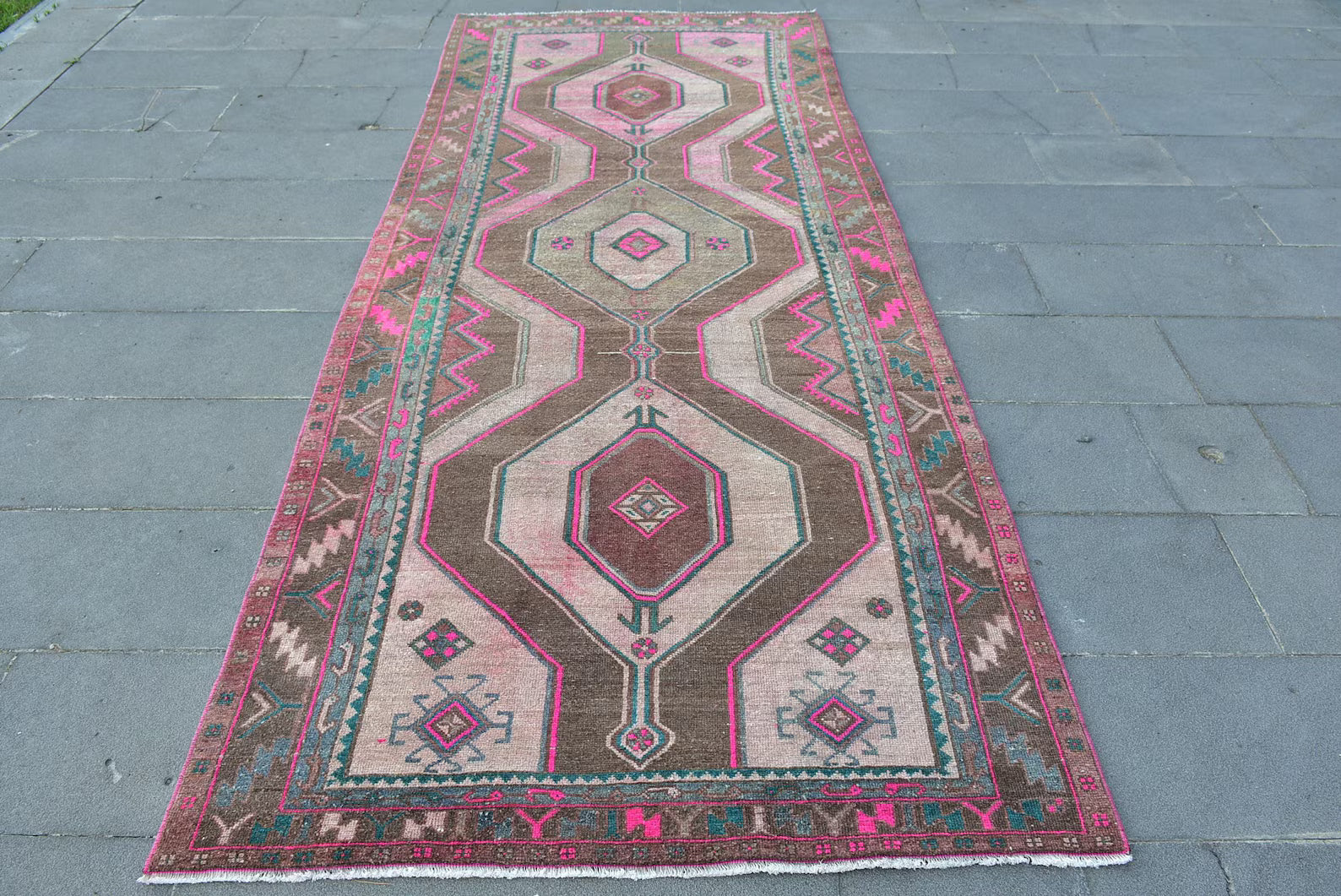 Vintage Persian Accent Area Rug 4.2 x 10.1 ft