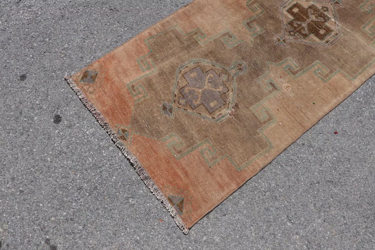 Vintage Turkish Runner Rug 2.6 x 8.7 ft