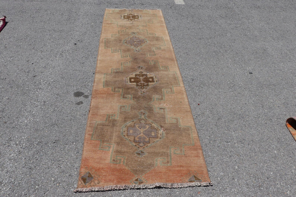 Vintage Turkish Runner Rug 2.6 x 8.7 ft