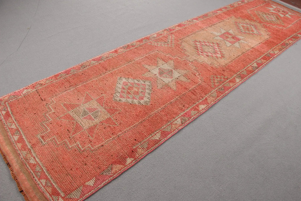 Vintage Turkish Runner Rug 3.2 x 12 ft