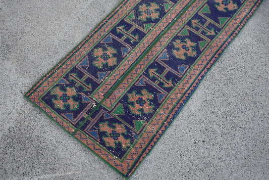 Vintage Turkish Runner Rug 1.7 x 9.4 ft