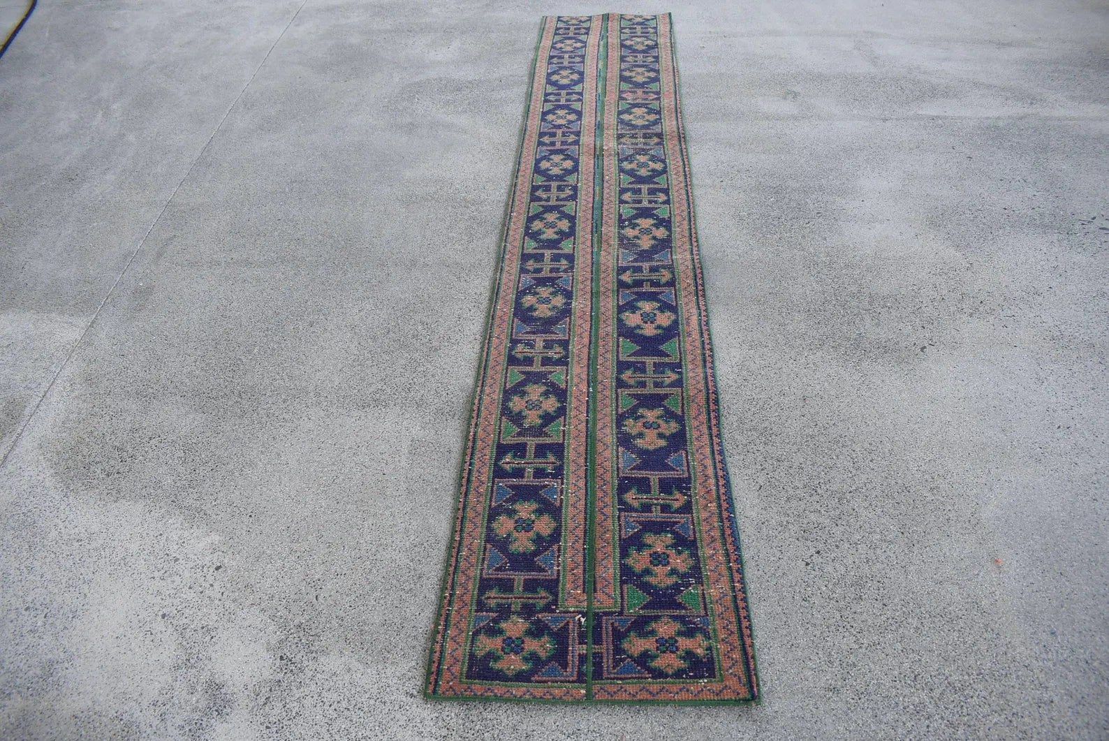 Vintage Turkish Runner Rug 1.7 x 9.4 ft