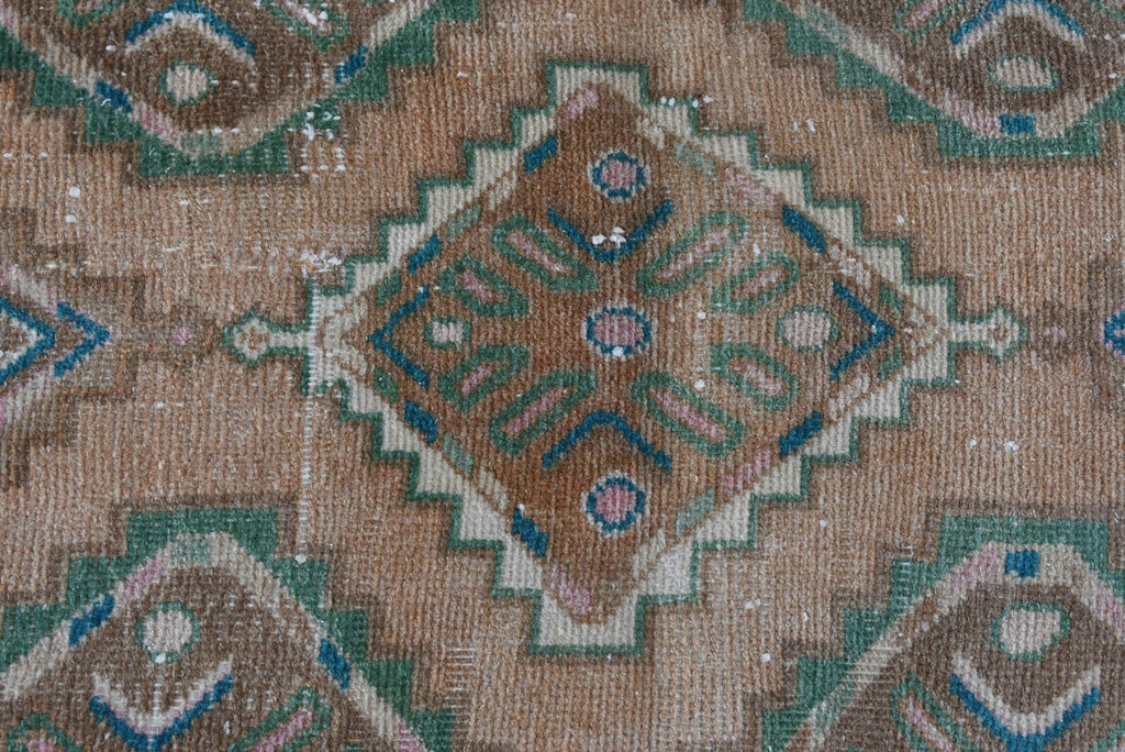 Vintage Turkish Accent Area rug 3 x 7.2 ft