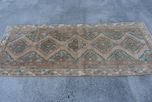 Vintage Turkish Accent Area rug 3 x 7.2 ft