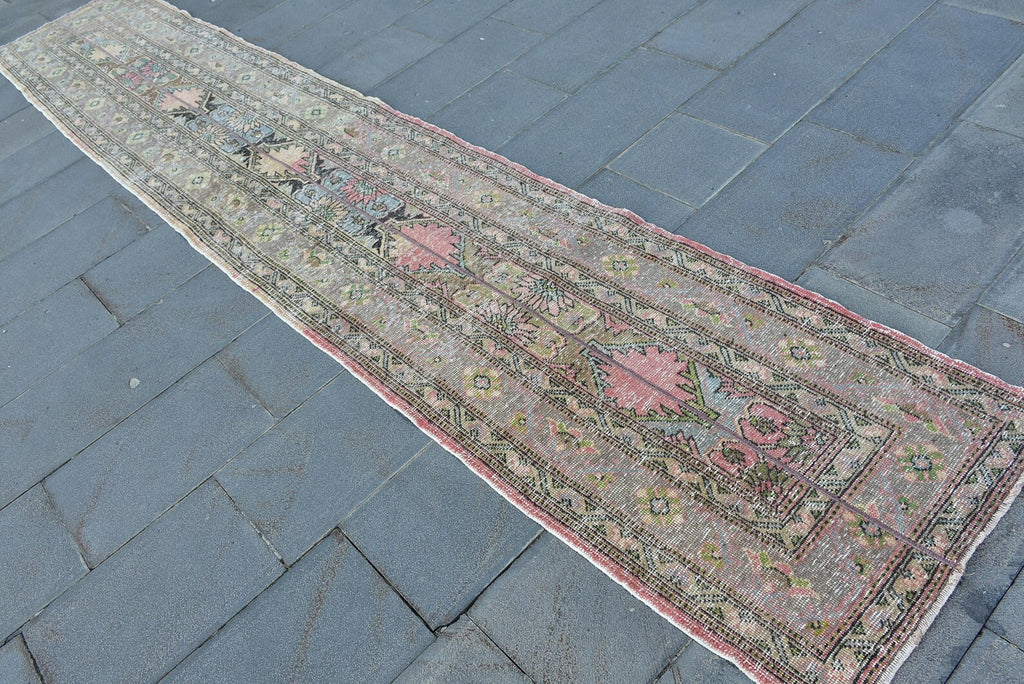 Vintage Turkish Runner Rug 2.3 x 12.9 ft