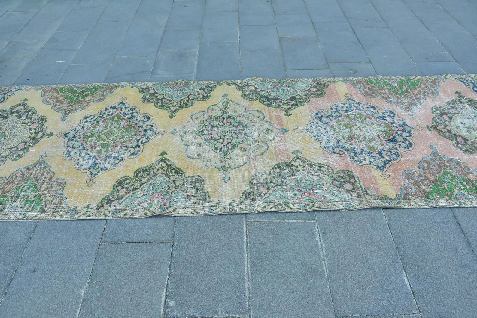 Vintage Turkish Runner Rug 3.6 x 11.2 ft
