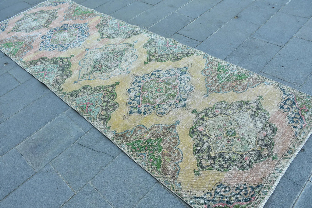 Vintage Turkish Runner Rug 3.6 x 11.2 ft