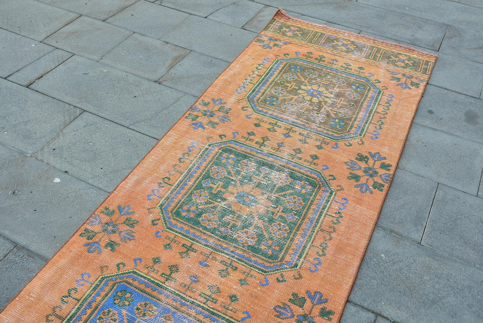 Vintage Turkish Runner Rug 2.8 x 11.7 ft