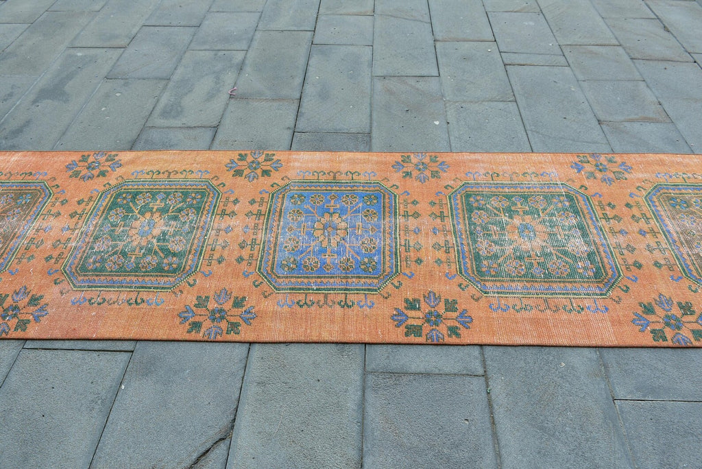 Vintage Turkish Runner Rug 2.8 x 11.7 ft