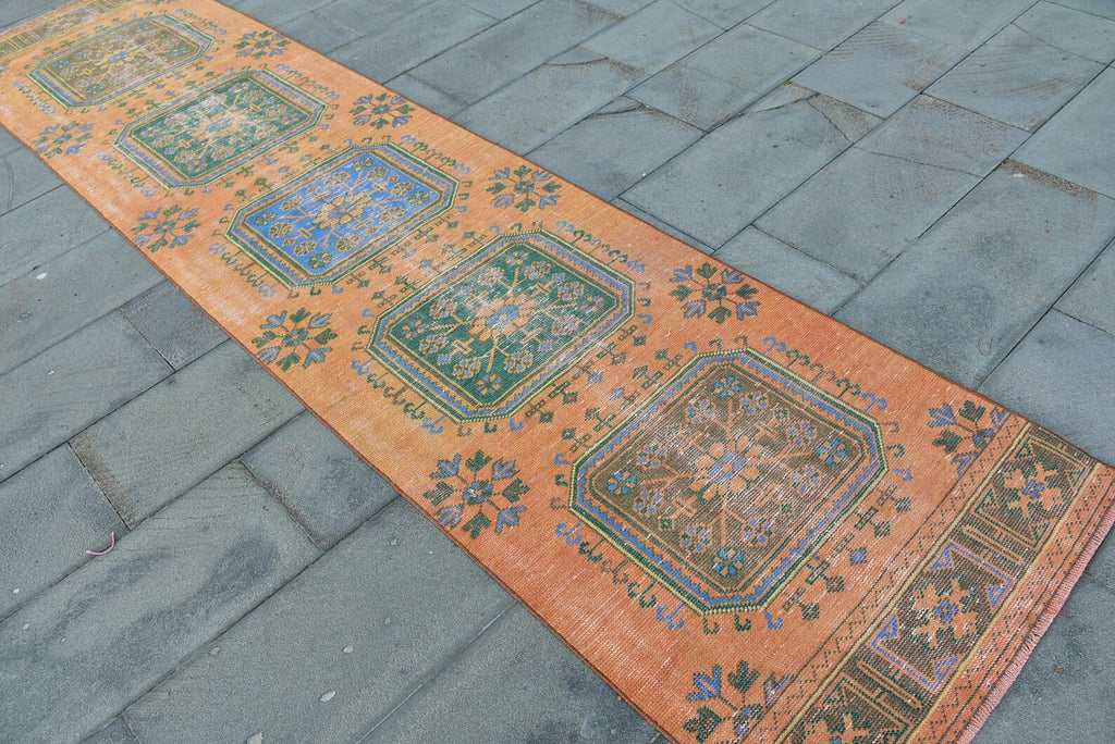 Vintage Turkish Runner Rug 2.8 x 11.7 ft
