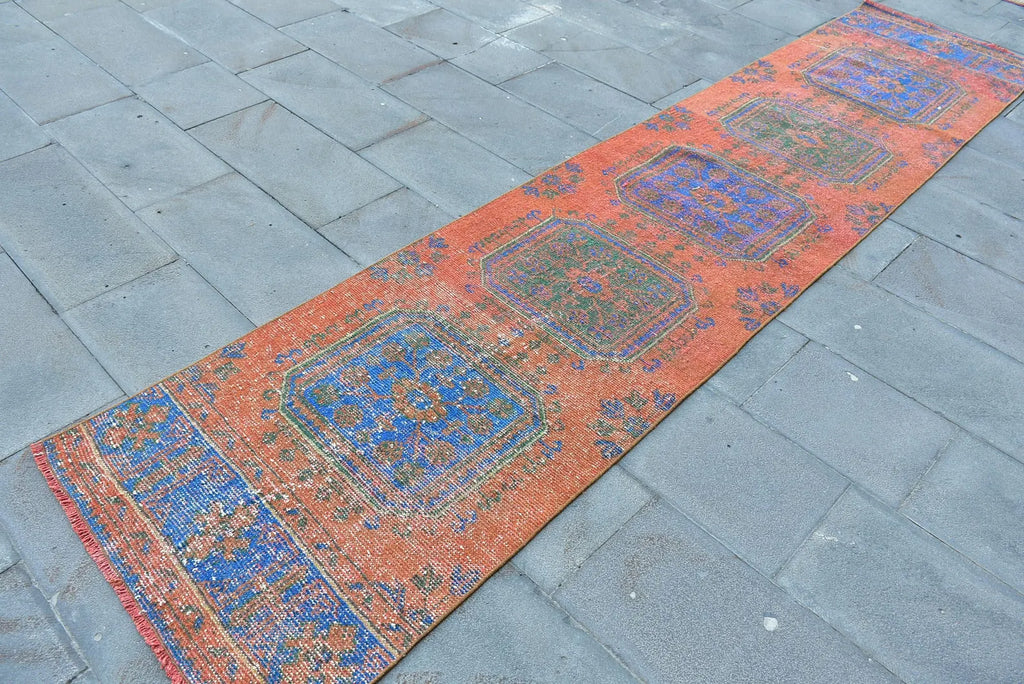 Vintage Turkish Runner Rug 2.6 x 11.4 ft