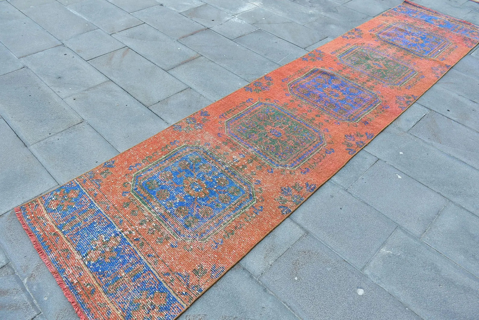 Vintage Turkish Runner Rug 2.6 x 11.4 ft