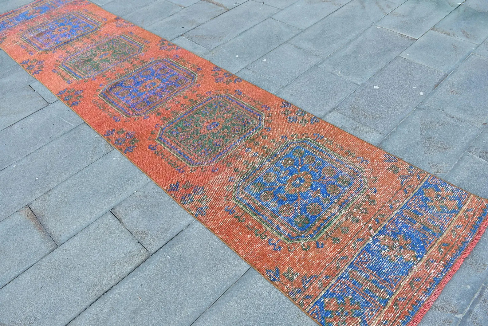 Vintage Turkish Runner Rug 2.6 x 11.4 ft