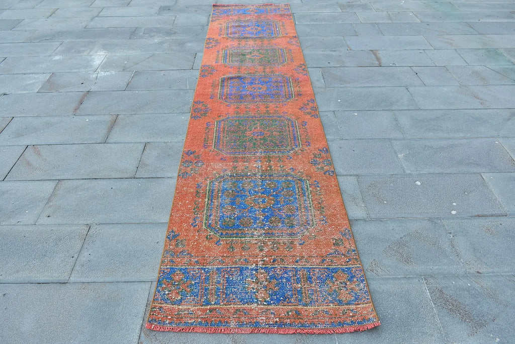 Vintage Turkish Runner Rug 2.6 x 11.4 ft