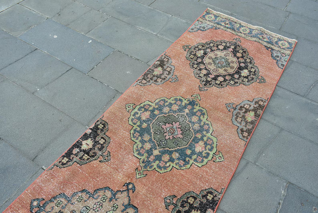 Vintage Turkish Runner Rug 2.7 x 12.4 ft