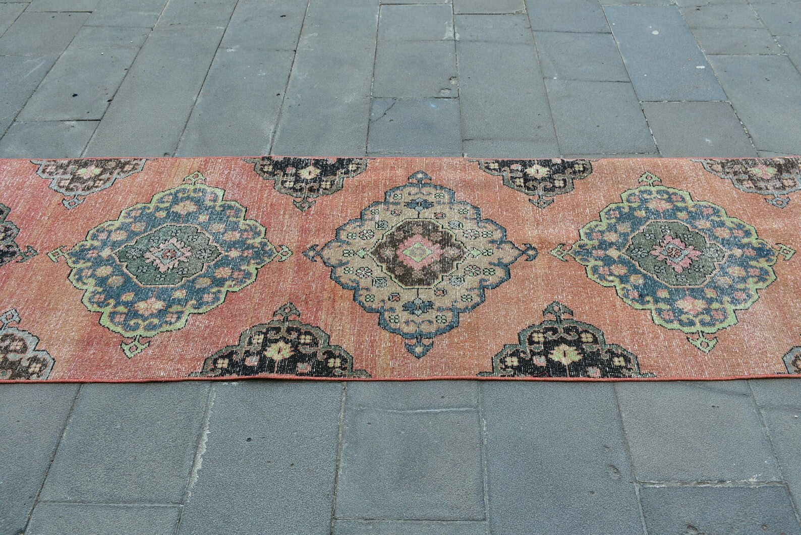 Vintage Turkish Runner Rug 2.7 x 12.4 ft