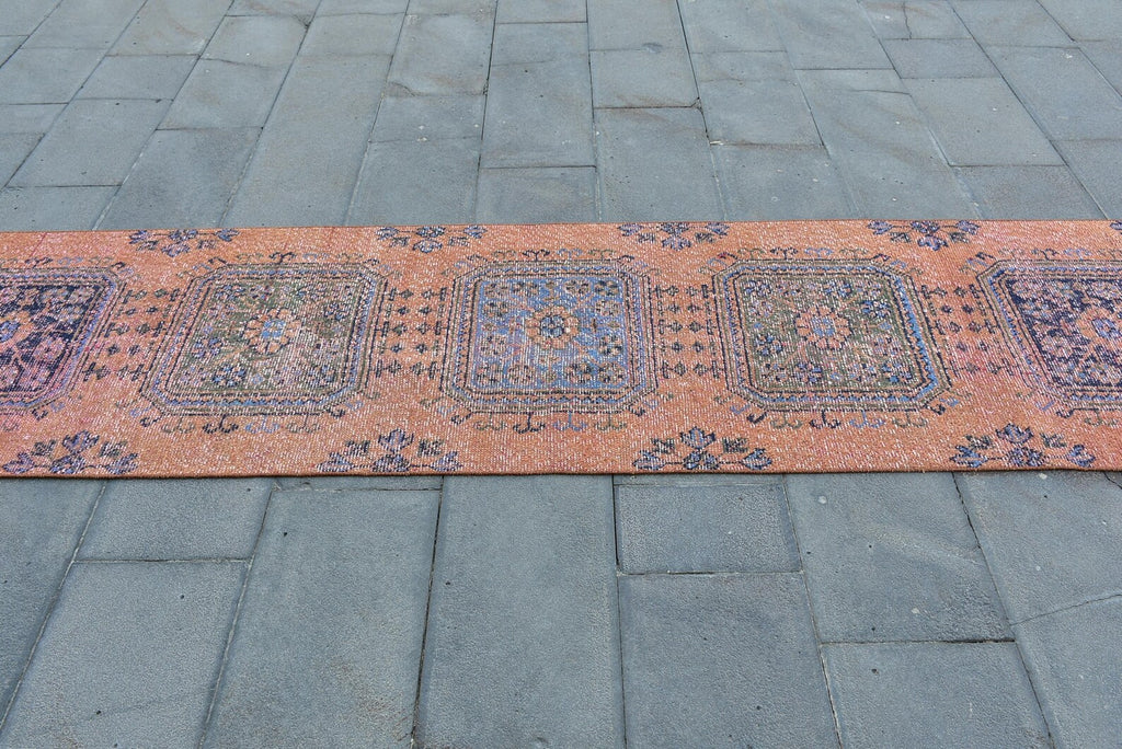 Vintage Turkish Runner Rug 2.4 x 11.3 ft