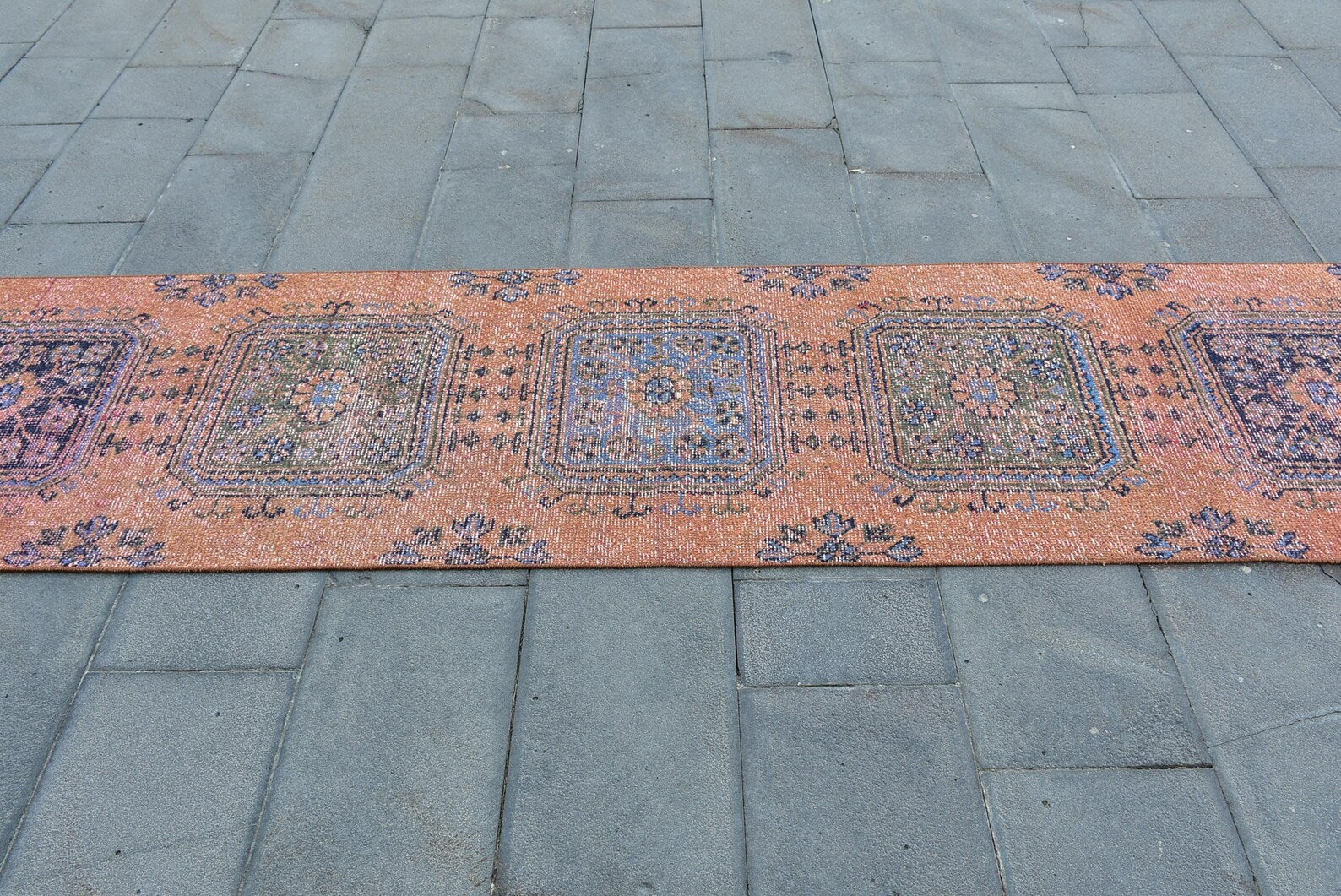 Vintage Turkish Runner Rug 2.4 x 11.3 ft