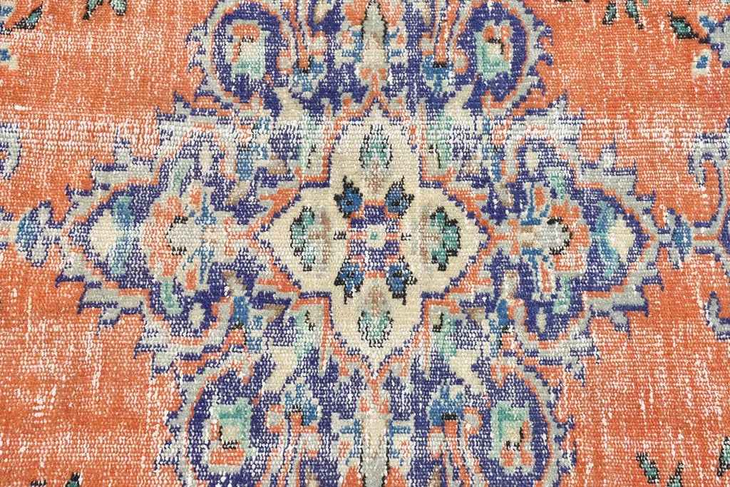 Vintage Turkish Accent Area rug 3.9 x 8.9 ft